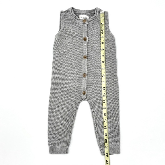 Little Planet by Carter’s Cotton Sleeveless Button Up Knit Romper Gray Size 12mo - Picture 7 of 8